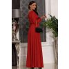 Czerwona brokatowa długa suknia wieczorowa z rękawem - Salma bis 4