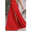 Czerwona brokatowa długa suknia wieczorowa na ramiączkach koperta - Salma  6