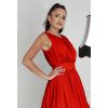 Czerwona brokatowa sukienka rzymianka MIDI LaKey 427  2