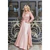 Różowa wieczorowa suknia z dekoltem V i brokatową spódnicą- LaKey Carmen 1