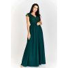 Wieczorowa zielona długa suknia satynowa z koronką i dekoltem - Chantell 1