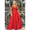 Długa czerwona wieczorowa suknia z dekoltem - Gabrielle 1