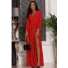 Czerwona zwiewna długa suknia wieczorowa z rękawem - Salma bis 1