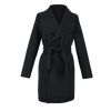Czarny oversizowy ocieplany płaszcz flauszowy- wiosna, jesień -  LaKey 004B dostawa w 24h