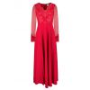 Długa czerwona sukienka z koronkowym rękawem - LaKey Ivana dostawa w 24h