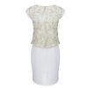 Kremowa sukienka wyszczuplająca z koronkową narzutką - LaKey Sisi dostawa w 24h 2