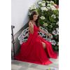 Czerwona zwiewna sukienka z koła na cienkich ramiączkach na wesele - Paris 3