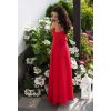 Czerwona zwiewna sukienka z koła na cienkich ramiączkach na wesele - Paris 4