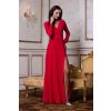 Czerwona zwiewna długa suknia wieczorowa z rękawem - Salma bis 6