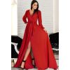 Szykowna czerwona długa suknia wieczorowa z rękawem - Marina 1