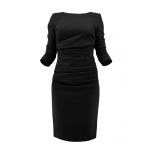 Czarna wyszczuplająca sukienka z marszczeniami i rękawem  - LaKey 178 1