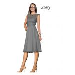Koronkowa szara sukienka z szyfonową spódnicą z koła midi - LaKey 309 1
