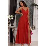 Czerwona brokatowa sukienka na wąskich ramiączkach na wesele - Paris 2