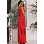 Czerwona brokatowa długa suknia wieczorowa na ramiączkach koperta - Salma PLUS SIZE 4