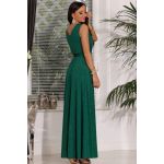 Długa zielona brokatowa suknia wieczorowa z dekoltem koperta- Salma PLUS SIZE 4