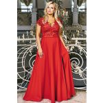 Długa czerwona wieczorowa suknia z dekoltem - Gabrielle 1