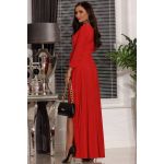Czerwona zwiewna długa suknia wieczorowa z rękawem - Salma bis 3