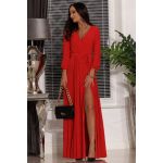 Czerwona zwiewna długa suknia wieczorowa z rękawem - Salma bis 5