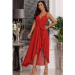 Czerwona asymetryczna brokatowa sukienka na ramiączkach Madison 4