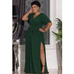 Zielona gładka długa suknia wieczorowa - Estera PLUS SIZE