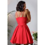 Krótka sukienka gładka czerwona na ramiączkach na wesele Lily 7