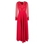 Długa czerwona sukienka z koronkowym rękawem - LaKey Ivana dostawa w 24h