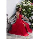 Czerwona zwiewna sukienka z koła na cienkich ramiączkach na wesele - Paris 3