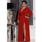 Czerwona długa suknia wieczorowa z rękawem - Salma bis PlusSize
