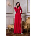 Czerwona zwiewna długa suknia wieczorowa z rękawem - Salma bis 6