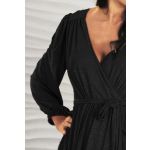Szykowna czarna długa suknia wieczorowa z rękawem - Marina 2