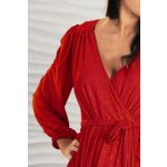 Szykowna czerwona długa suknia wieczorowa z rękawem - Marina 2