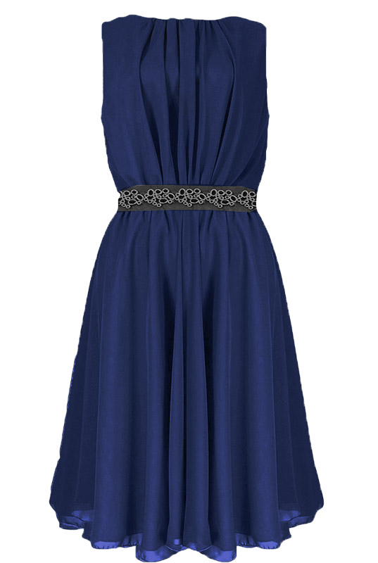 Granatowa rozkloszowana sukienka szyfonowa - LaKey 172