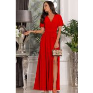 Czerwona gładka długa suknia wieczorowa - Estera - Czerwona gładka długa suknia wieczorowa - Estera