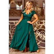 Długa zielona wieczorowa suknia z dekoltem - Gabrielle - Długa zielona wieczorowa suknia z dekoltem - Gabrielle 1