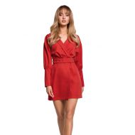 Kopertowa mini sukienka z paskiem czerwona LaKey m501 - Kopertowa mini sukienka z paskiem czerwona LaKey m501 1