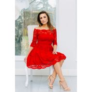 LaKey Cleo Sukienka koronkowa z dekoltem - LaKey Cleo Czerwona sukienka koronkowa 1