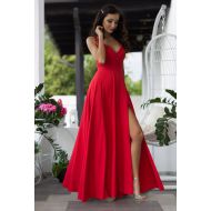 Czerwona zwiewna sukienka z koła na cienkich ramiączkach na wesele - Paris - Czerwona zwiewna sukienka z koła na cienkich ramiączkach na wesele - Paris 1