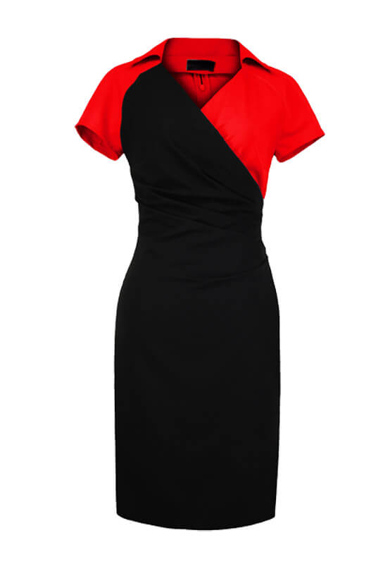 Kopertowa czerwona dopasowana sukienka wyszczuplająca z rękawkiem - LaKey 202 dostawa w 24h