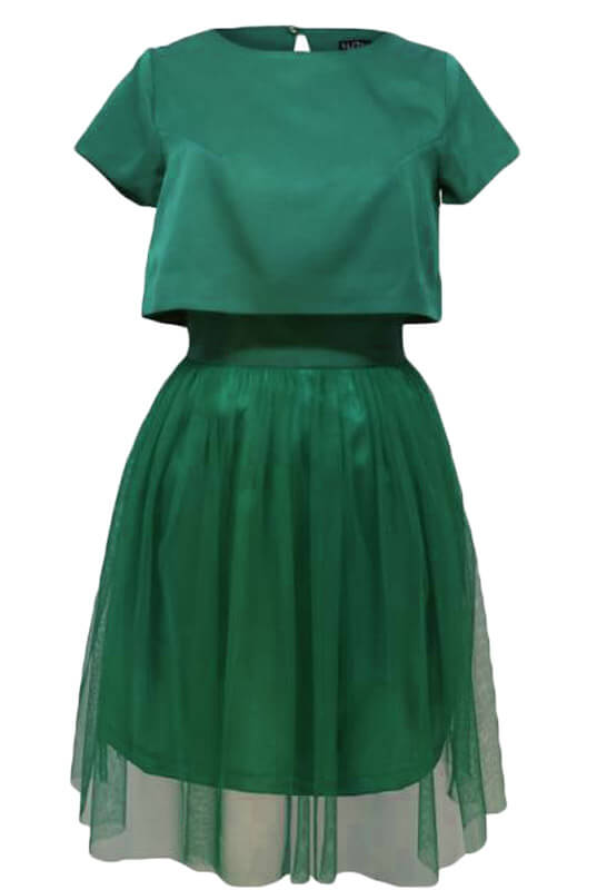 Zielona gorsetowa sukienka tiulowa z bolerkiem - LaKey 218k dostawa w 24h