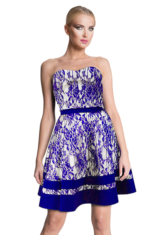 Niebieska gorsetowa sukienka koronkowa  LaKey 241
