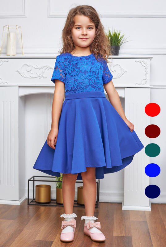 Koronkowa asymetryczna sukienka dla dziewczynki Viola Kolory