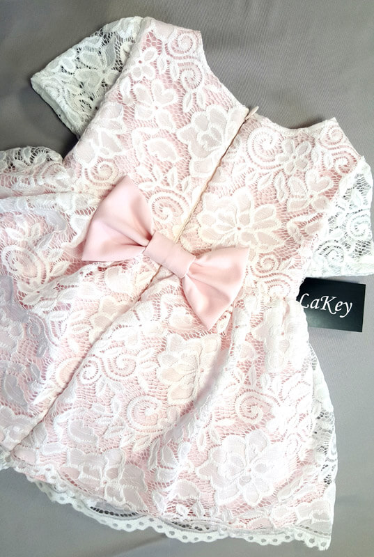 Kremowo-pudrowa koronkowa sukienka  dziecięca LaKey Cleo dostawa w 24h