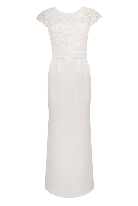 LaKey Aurora prosta długa suknia ślubna z koronkowym topem 4