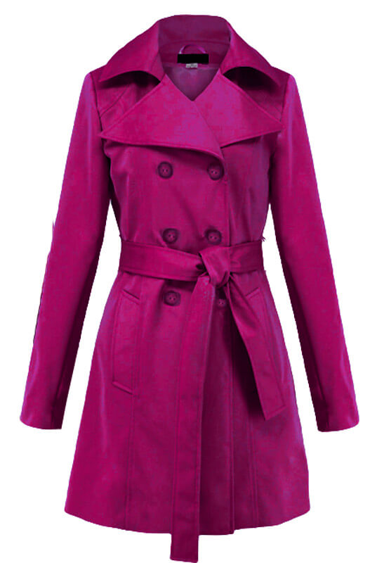 Różowy klasyczny płaszcz trencz na wiosnę - LaKey 001