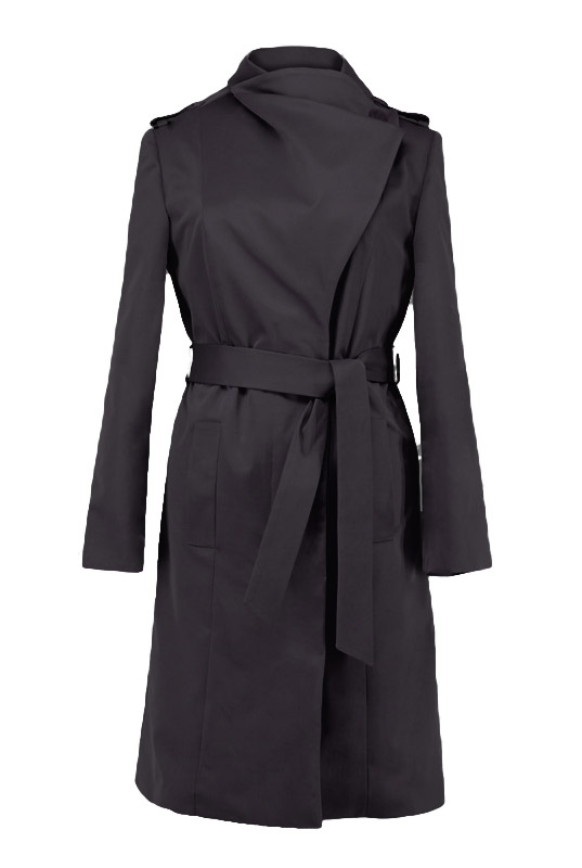 Czarny klasyczny płaszcz trencz na wiosnę - LaKey 002