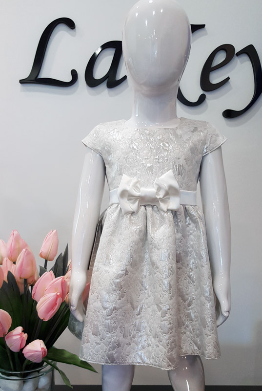 LaKey  Ala srebrna sukienka żakardowa dla dziewczynki 4