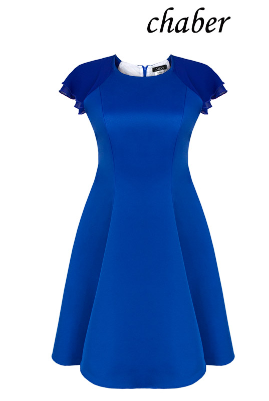 Chabrowa rozkloszowana sukienka z szyfonowym rękawkiem - LaKey Bella dostawa w 24h 2