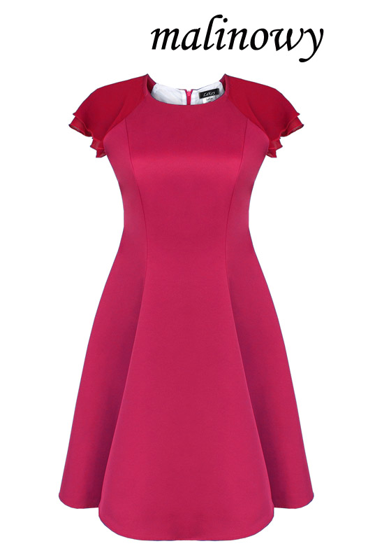 Różowa rozkloszowana sukienka z szyfonowym rękawkiem - LaKey Bella
