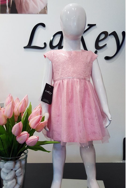 LaKey Dina różowa sukienka żakardowa z tiulem 3