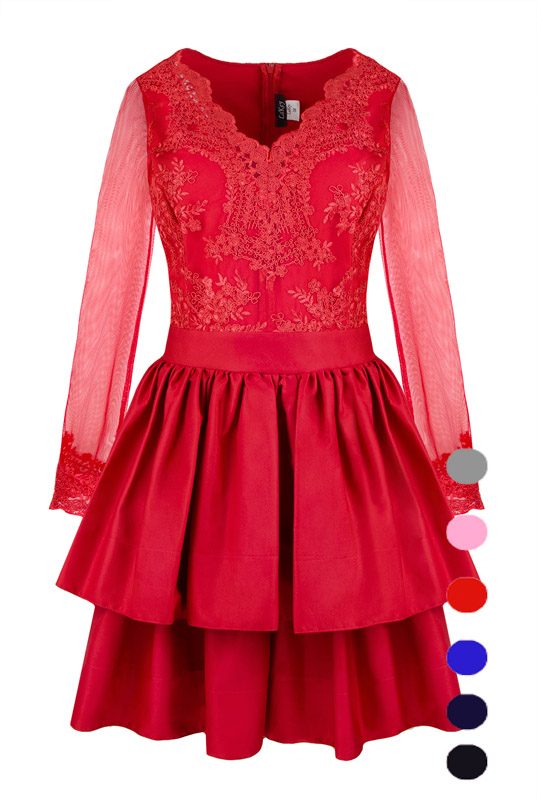 LaKey Lisa sukienka koronkowa z dekoltem i falbanami 8